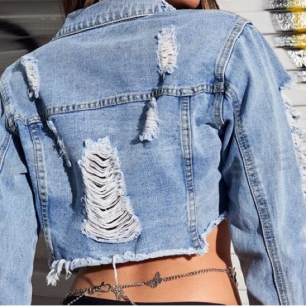 Ripped Light Washed Jean Jacket
